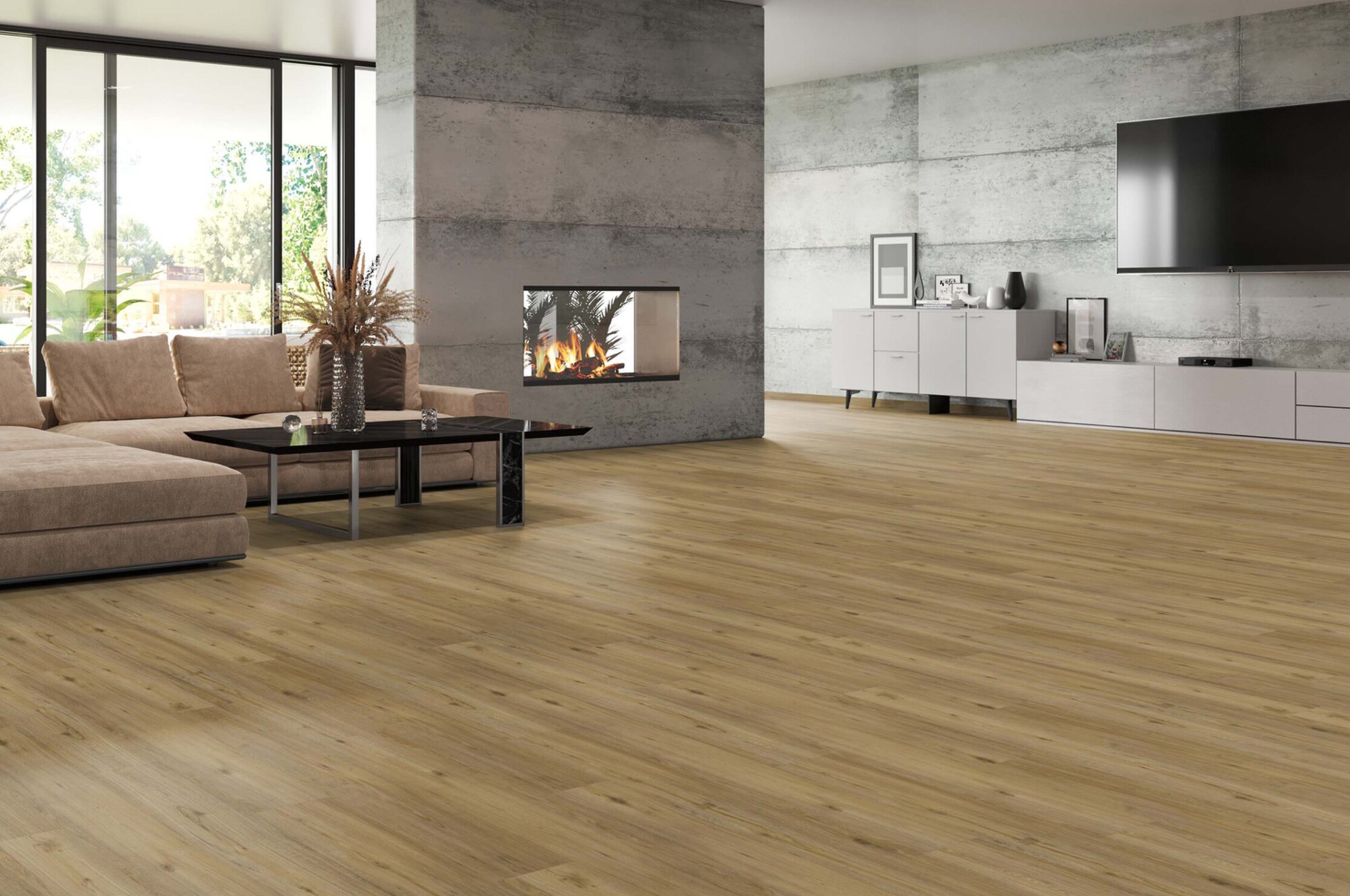 Raumbild Vinylboden Eiche Landhaus, strukturiert von tilo bei Holz Steinsdorfer