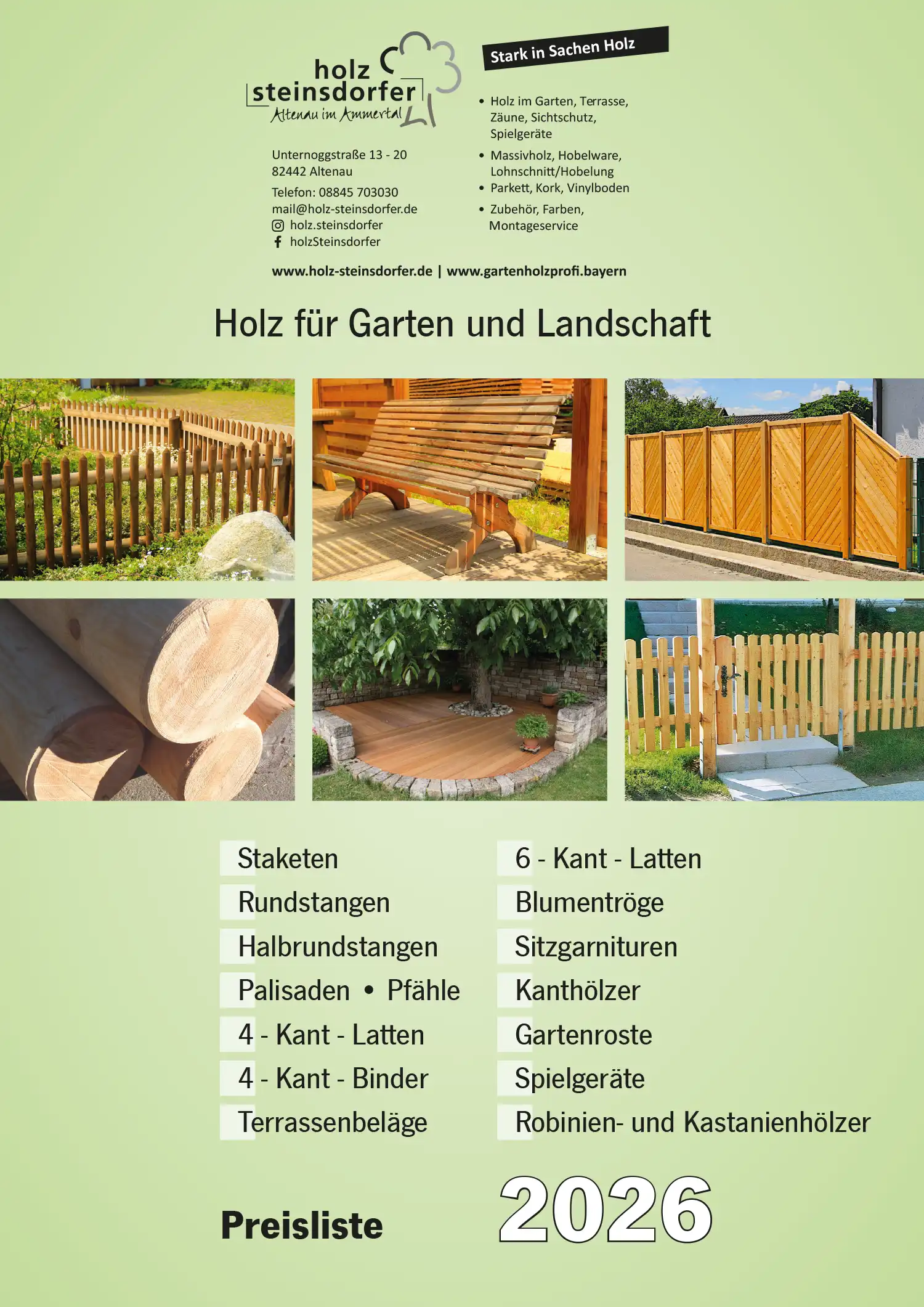 Unsere aktuelle Preisliste für Gartenholz 2026