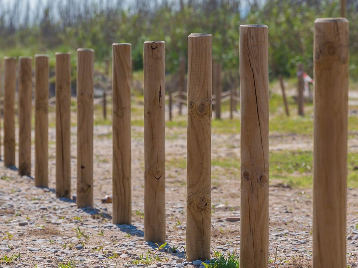 Holzpfähle und Rundpfosten aus robustem Gartenholz für Zaunbau, Abgrenzungen und Gartenprojekte
